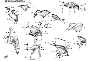 Передние пластиковые детали 2 (7-дюймовая панель) (F04-2-A-V3)