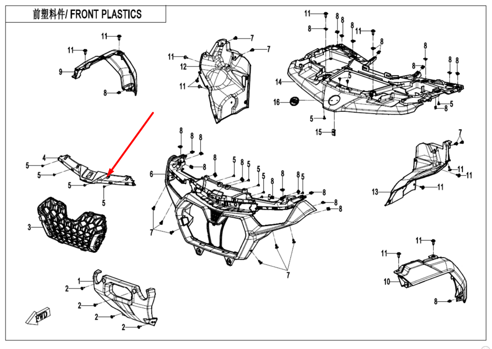 Панель облицовки фар передняя 9AWV-041012-8000