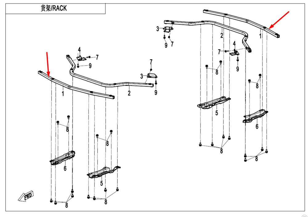 Каркас багажной площадки наружный 9AWV-140010-8000