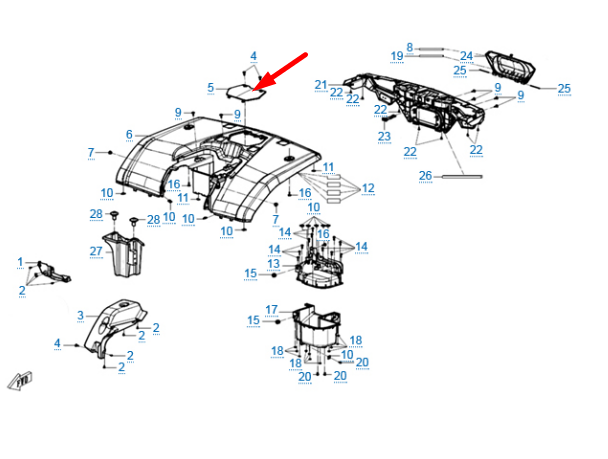 Крышка задняя (оранжевый / LAVA ORANGE) 9DQV-043012-3000-0YD00