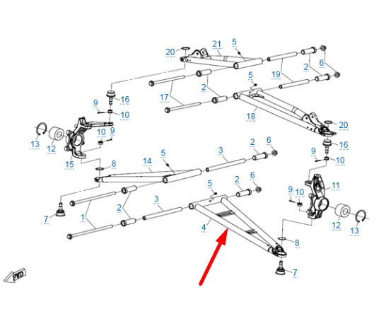 Рычаг передней нижний левый (черный / BLACK) 5BYV-050210-A100